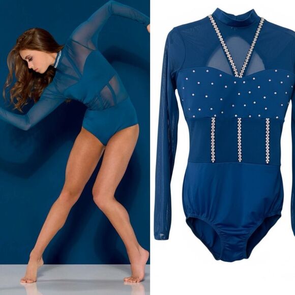 Kelle Other - Kelle dance costume deep blue 2 piece FIRE TO THE RAIN - LEOTARD skirt 5360 SA